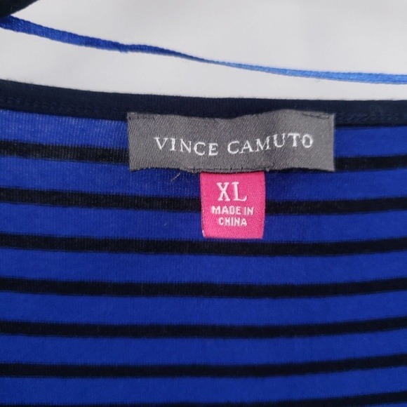 Vince Camuto Striped Cropped Knit Top Womens XL Blue Black Long Sleeve Shirt - Picture 4 of 10